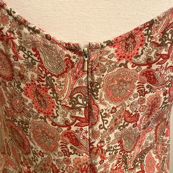 Old Navy Tan Red Paisley Floral Print Sweetheart Neck Sleeveless Maxi Dress SZ 8 - Picture 8 of 12